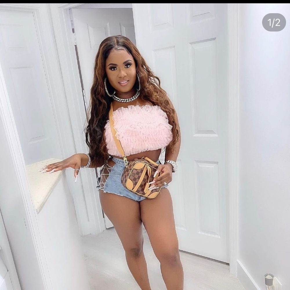 Pink ruffle top